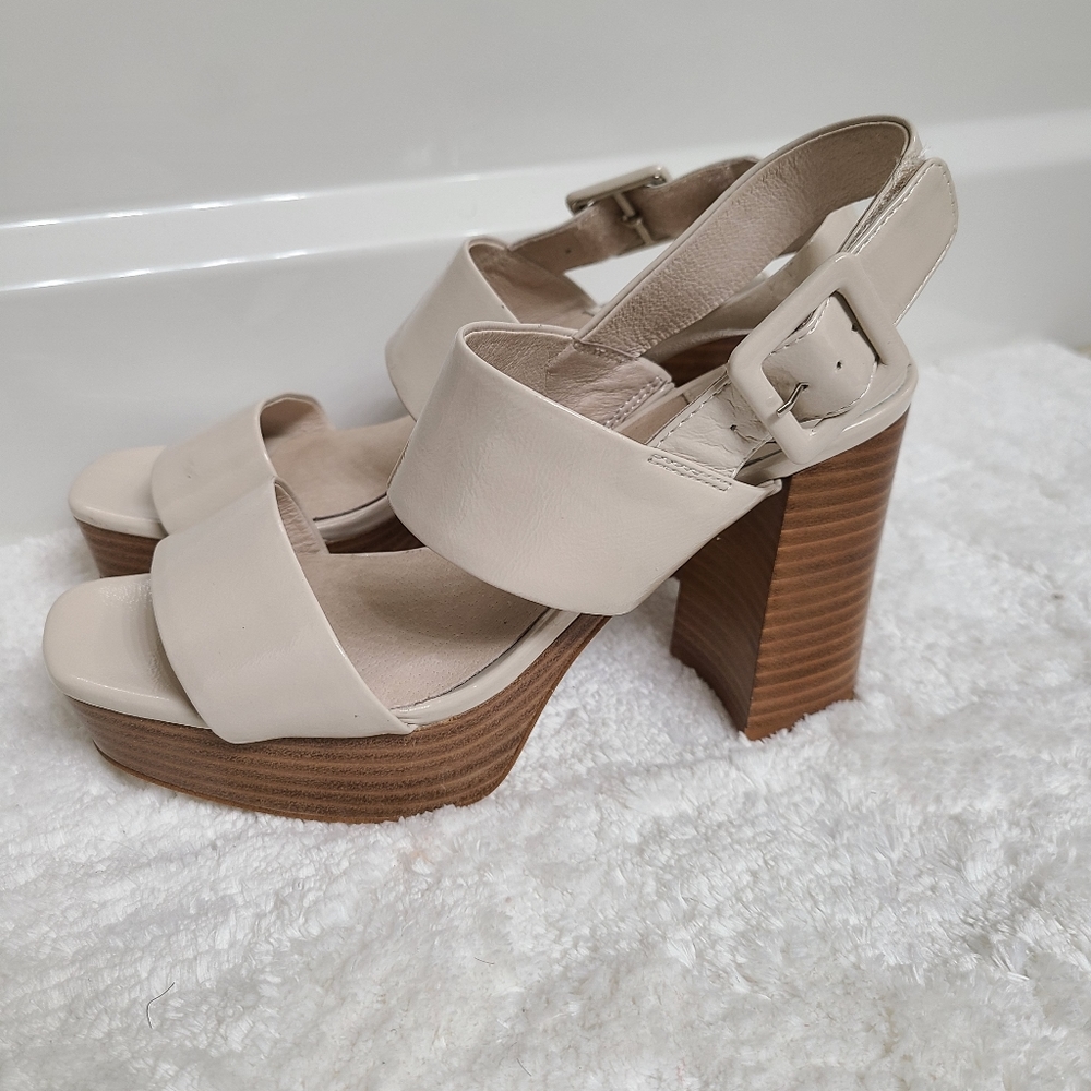 JEFFREY CAMPBELL Ammaly Slingback Platform Sandal Ivory size 6-6.5 - Picture 2 of 5